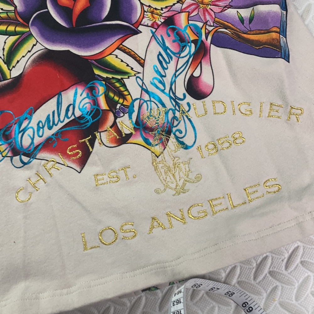 Christian Audigier Floral Panthers Hoodie Gold Lined - Picture 10 of 14